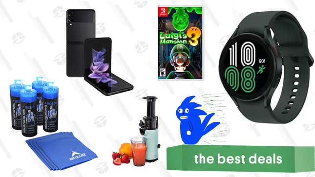 Image for article titled Friday&#39;s Best Deals: Samsung Galaxy Z Flip3 5G, Samsung Galaxy Watch4, Arctic Cool Instant Cooling Towels, Dash Compact Cold-Press Juicer, Luigi&#39;s Mansion 3, and More