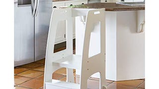 Guidecraft Kitchen Helper Tower Step-Up - White: Kids' Wooden,...