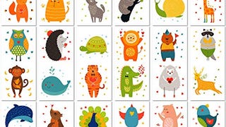 PapaKit Cute Zoo Animals 36 Temporary Fake Tattoo Set, 18...