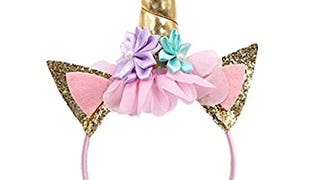 Lemoncy Gold Horn Headband Ears Photo Props Girl Birthday...